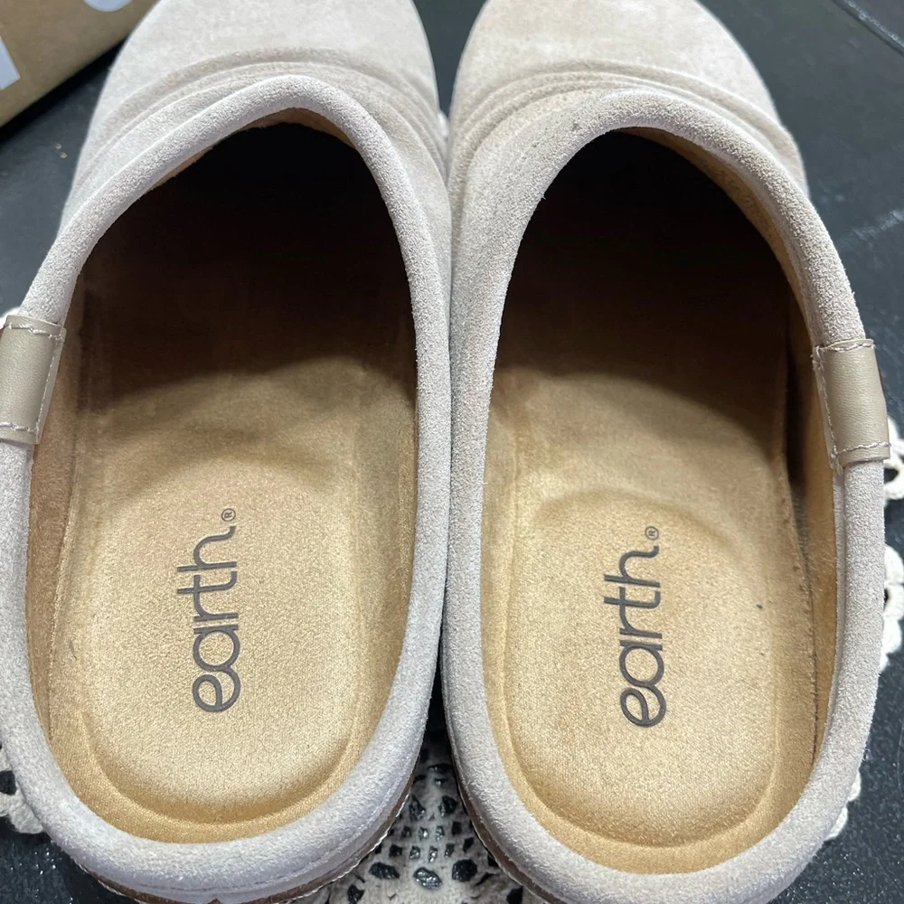 Earth Taupe Slip-On Mules with Button Accent - Picture 5 of 14